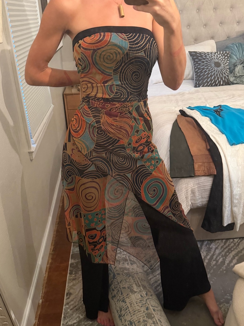 Vintage Caché Abstract Print Layered jumpsuit - Multi